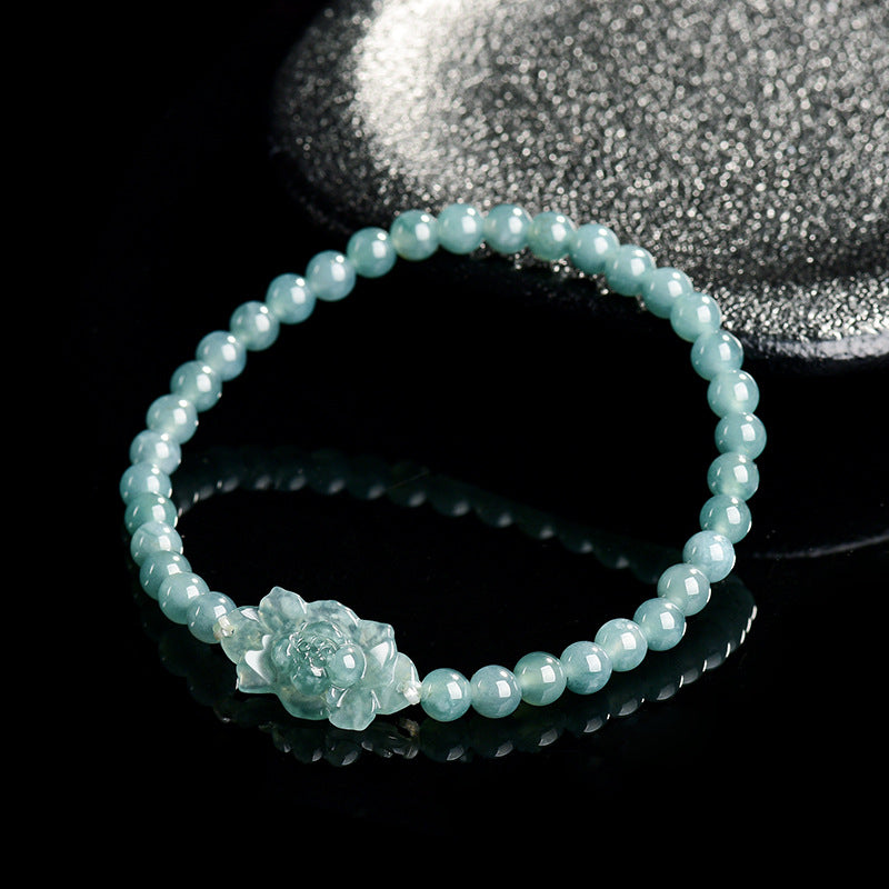 Natural Jade Bracelet Lotus Jadeite Bracelet