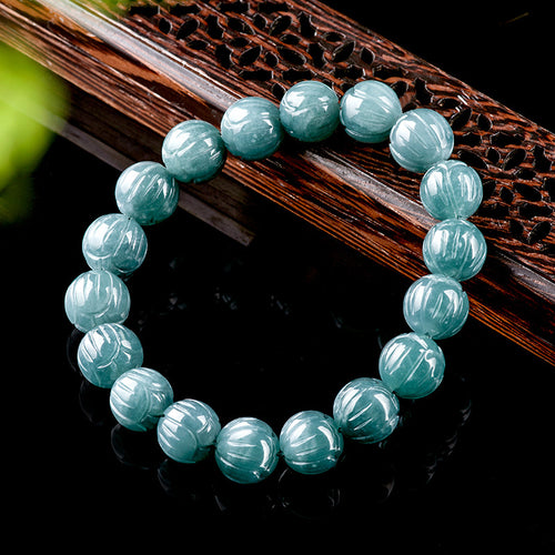 Natural Jade Bracelet Lotus Jadeite Bracelet