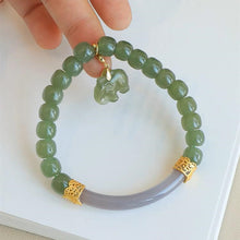Natural Jade Bracelet Nephrite Elephant Silver Bracelet