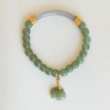 Natural Jade Bracelet Nephrite Elephant Silver Bracelet