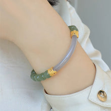 Natural Jade Bracelet Nephrite Elephant Silver Bracelet