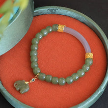 Natural Jade Bracelet Nephrite Elephant Silver Bracelet