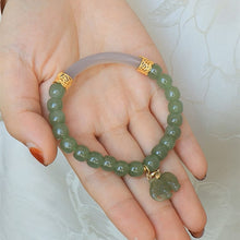 Natural Jade Bracelet Nephrite Elephant Silver Bracelet