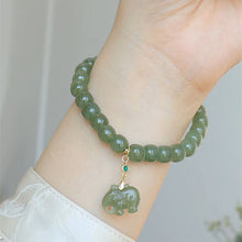 Natural Jade Bracelet Nephrite Elephant Silver Bracelet