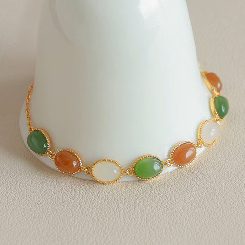 Natural Jade Bracelet Nephrite Silver Bracelet