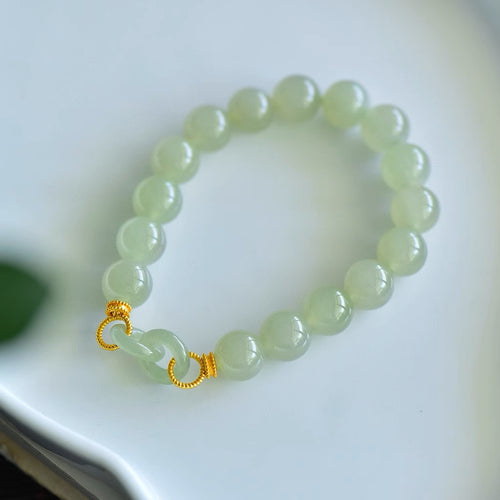 Natural Jade Bracelet Nephrite Silver Bracelet