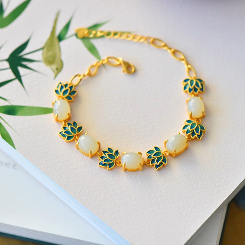 Natural Jade Bracelet Nephrite Silver Bracelet