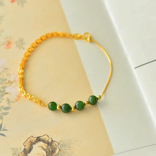 Natural Jade Bracelet Nephrite Silver Bracelet