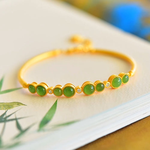 Natural Jade Bracelet Nephrite Silver Bracelet