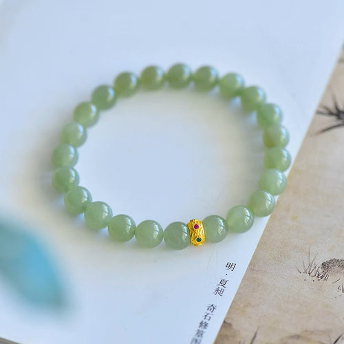 Natural Jade Bracelet Nephrite Silver Bracelet