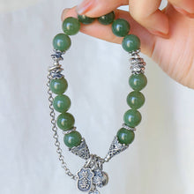 Natural Jade Bracelet Nephrite Silver Bracelet