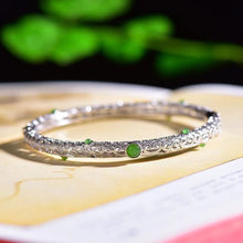 Natural Jade Bracelet Nephrite Silver Bracelet