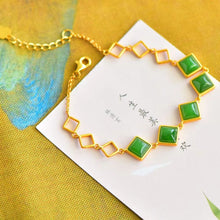 Natural Jade Bracelet Nephrite Silver Bracelet