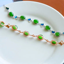 Natural Jade Bracelet Nephrite Silver Butterfly Bracelet