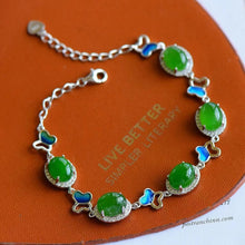 Natural Jade Bracelet Nephrite Silver Butterfly Bracelet
