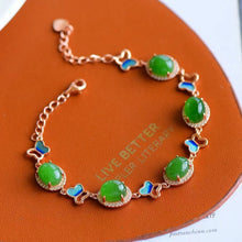 Natural Jade Bracelet Nephrite Silver Butterfly Bracelet