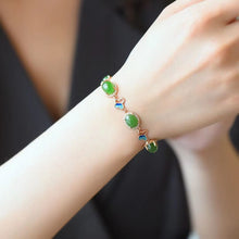 Natural Jade Bracelet Nephrite Silver Butterfly Bracelet