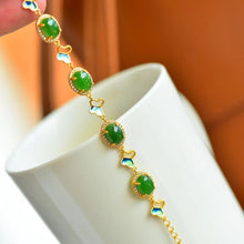 Natural Jade Bracelet Nephrite Silver Butterfly Bracelet