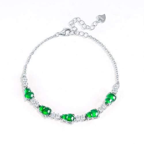 Natural Jade Bracelet Silver Hulu Jadeite Bracelet