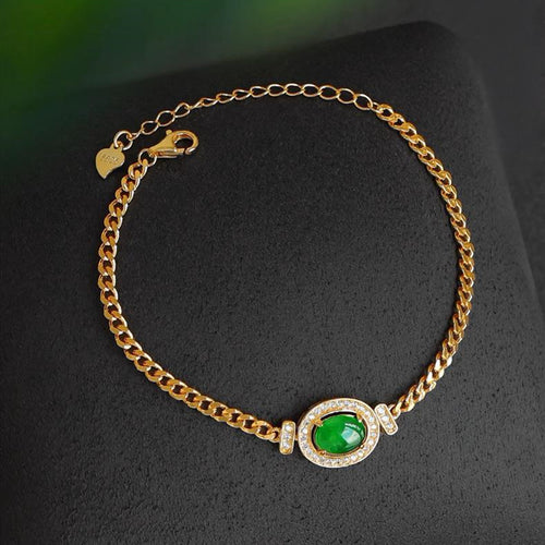 Natural Jade Bracelet Silver Jadeite Bracelet