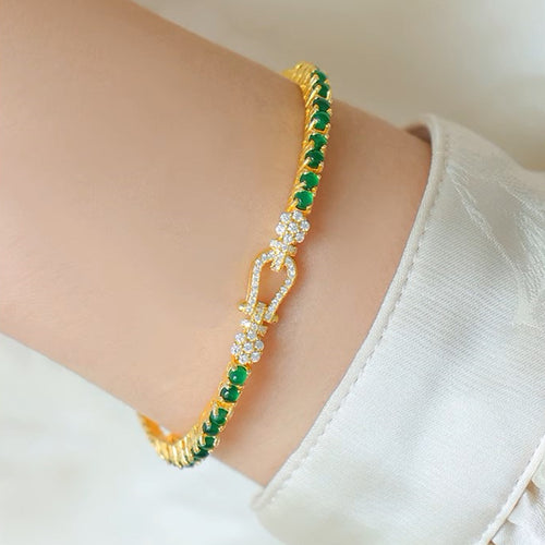 Natural Jade Bracelet Silver Jadeite Bracelet