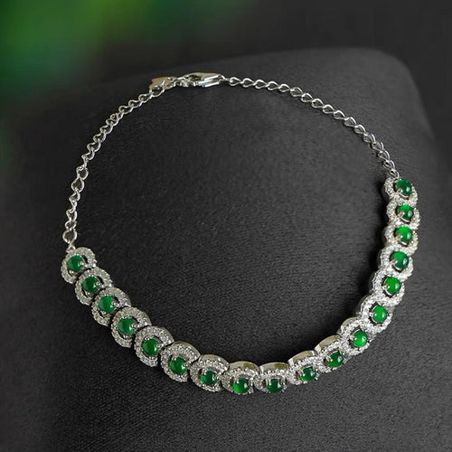 Natural Jade Bracelet Silver Jadeite Bracelet
