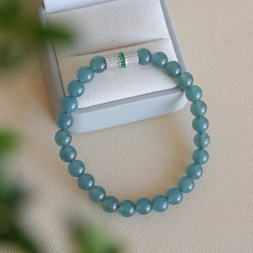 Natural Jade Bracelet Silver Jadeite Bracelet