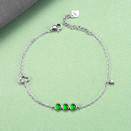 Natural Jade Bracelet Silver Jadeite Bracelet
