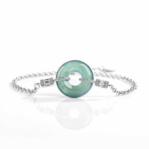 Natural Jade Bracelet Silver Jadeite Bracelet