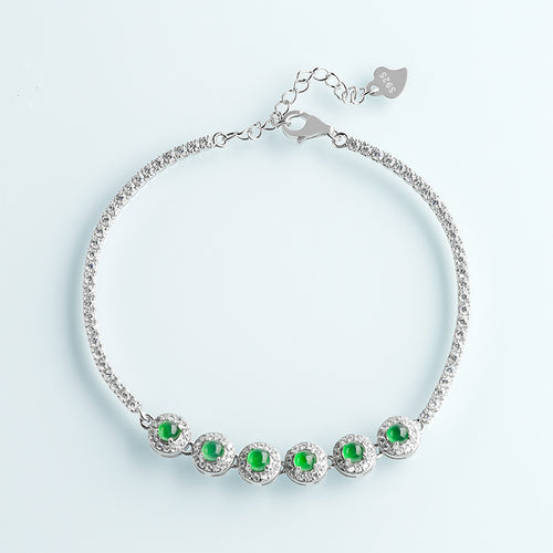 Natural Jade Bracelet Silver Jadeite Bracelet