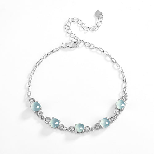 Natural Jade Bracelet Silver Jadeite Bracelet