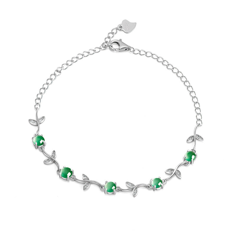 Natural Jade Bracelet Silver Jadeite Bracelet