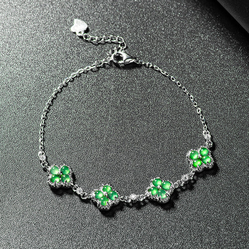 Natural Jade Bracelet Silver Jadeite Bracelet