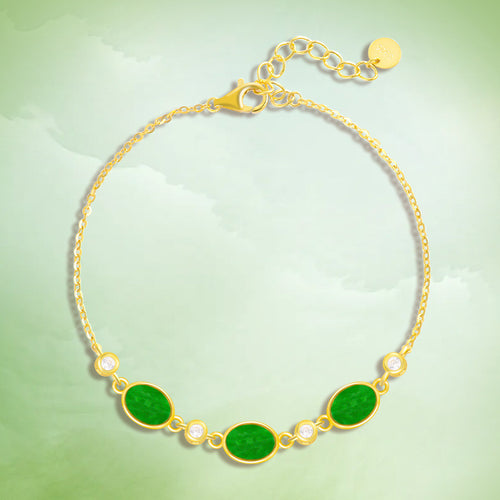 Natural Jade Bracelet Silver Jadeite Bracelet