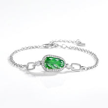 Natural Jade Bracelet Silver Leaf Jadeite Bracelet