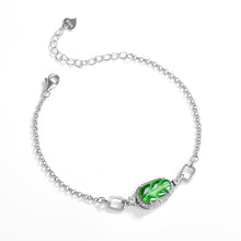 Natural Jade Bracelet Silver Leaf Jadeite Bracelet
