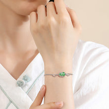 Natural Jade Bracelet Silver Leaf Jadeite Bracelet
