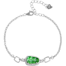 Natural Jade Bracelet Silver Leaf Jadeite Bracelet