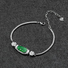 Natural Jade Bracelet Silver Leaf Jadeite Bracelet