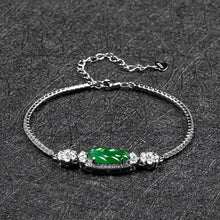 Natural Jade Bracelet Silver Leaf Jadeite Bracelet