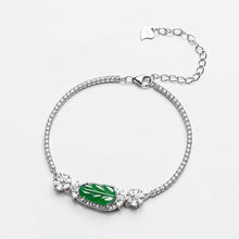 Natural Jade Bracelet Silver Leaf Jadeite Bracelet