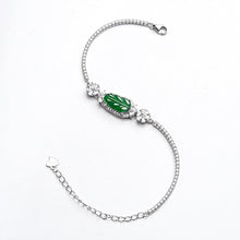 Natural Jade Bracelet Silver Leaf Jadeite Bracelet
