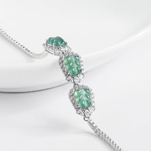 Natural Jade Bracelet Silver Leaf Jadeite Bracelet