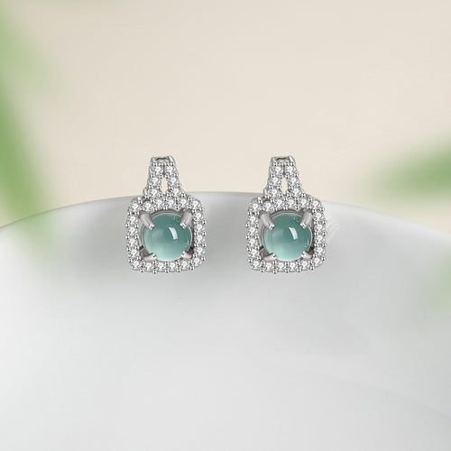 Natural Jade Earrings Jadeite Silver Earrings