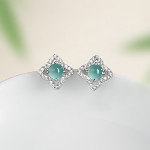 Natural Jade Earrings Jadeite Silver Earrings