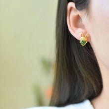 Natural Jade Earrings Nephrite Silver Rabbit Earrings
