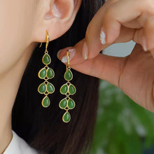 Natural Jade Earrings Nephrite Silver Earrings