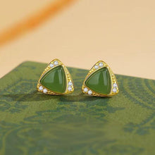 Natural Jade Earrings Nephrite Silver Earrings