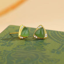 Natural Jade Earrings Nephrite Silver Earrings