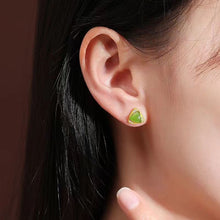 Natural Jade Earrings Nephrite Silver Earrings